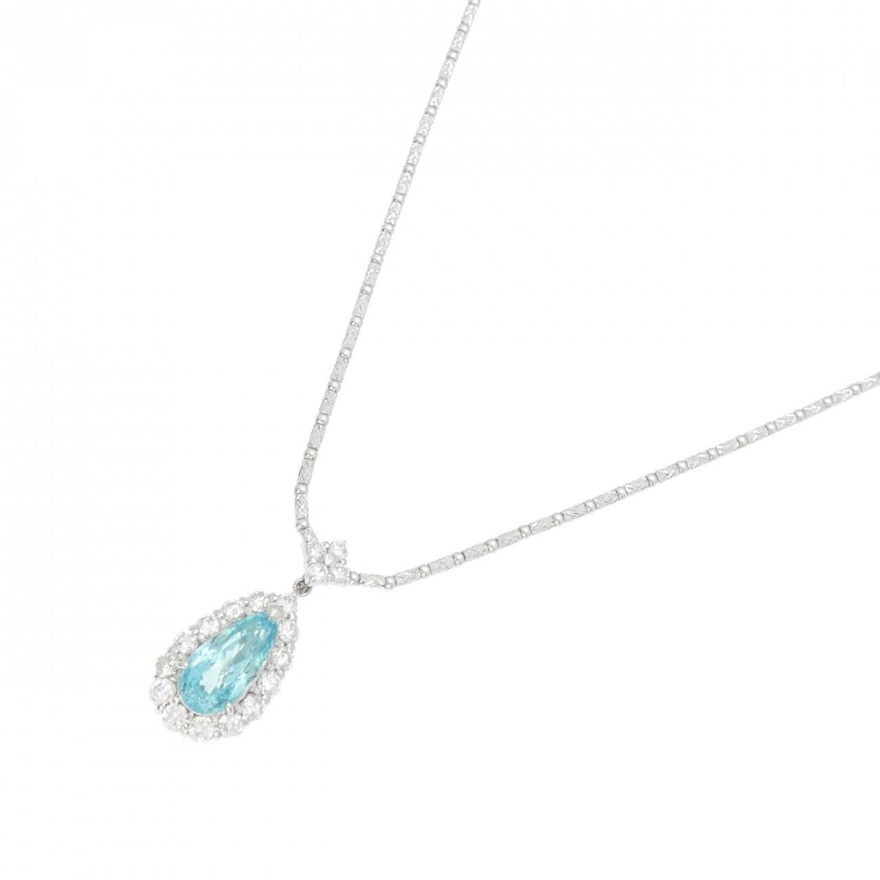 PT900/K18WG パライバトルマリン ネックレス 3.67CT