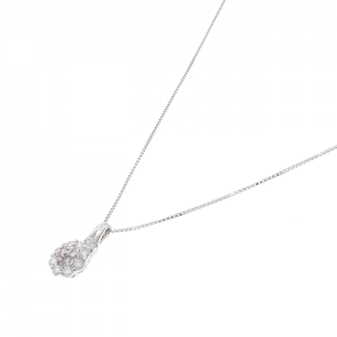 PT900/PT850 フラワー ピンクダイヤモンド ネックレス 0.12CT