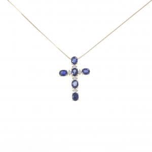 K18YG クロス サファイヤ ネックレス 1.67CT