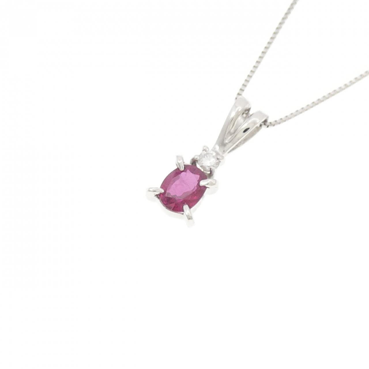 PT900/PT850 ルビー ネックレス 0.47CT