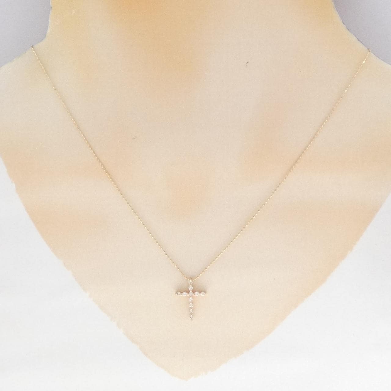 K18PG クロス ダイヤモンド ネックレス 0.15CT
