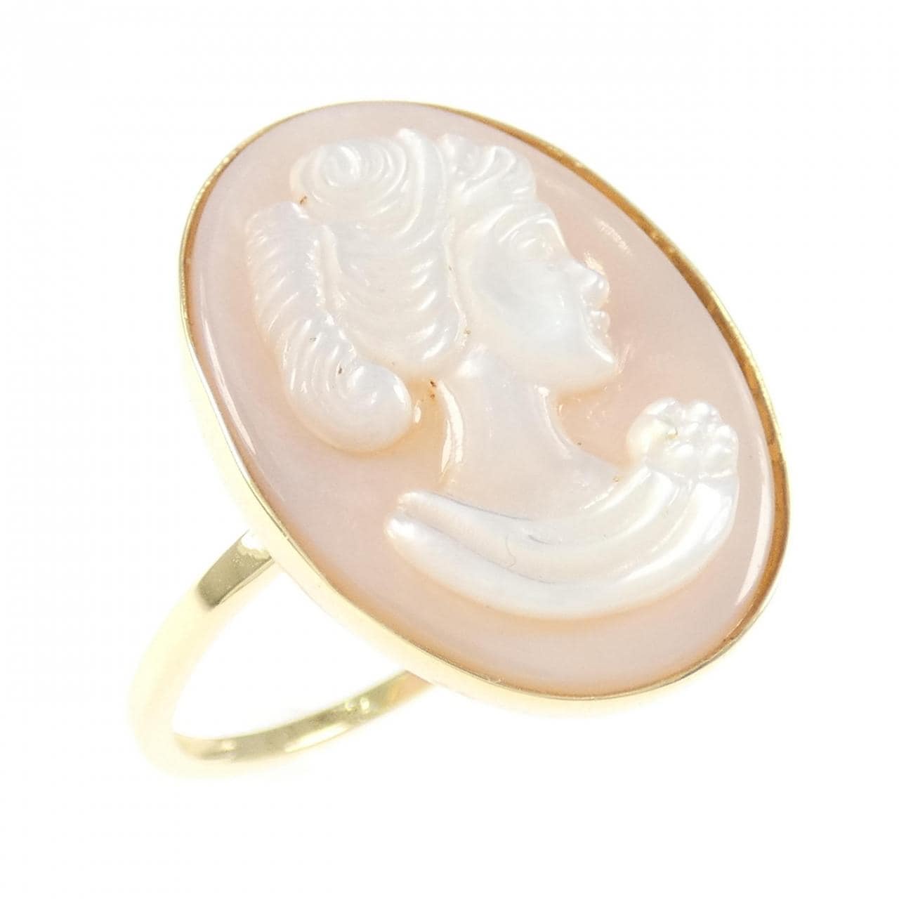 K18YG シェルカメオ リング 5.0CT