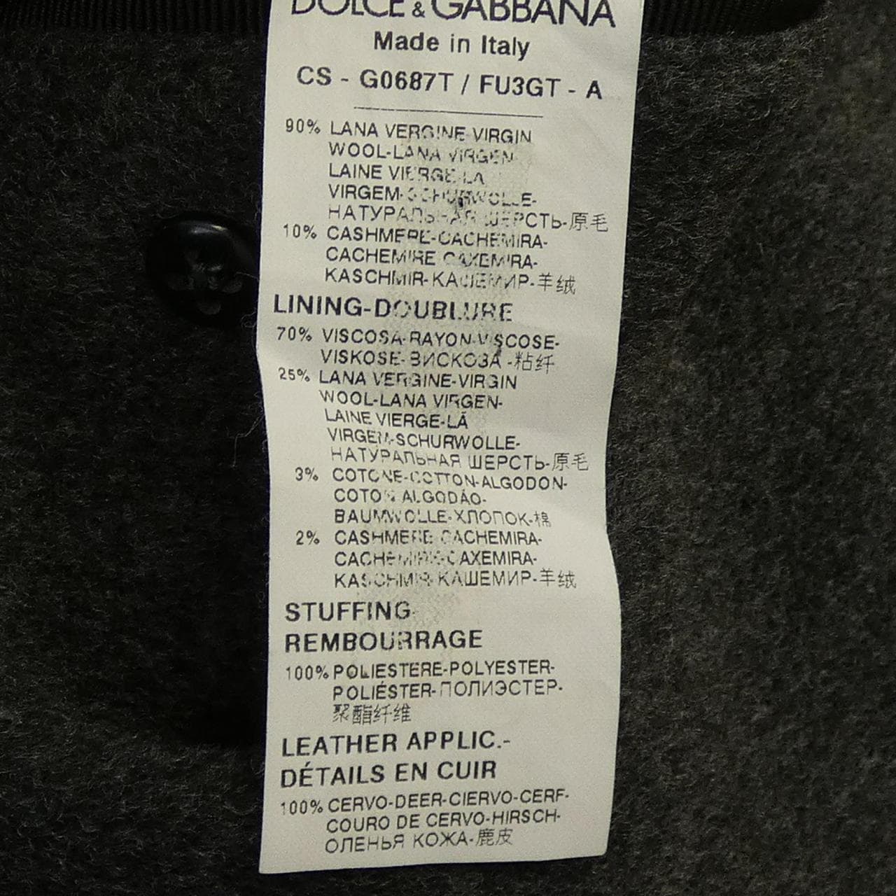 ドルチェアンドガッバーナ DOLCE&GABBANA G0687T コート
