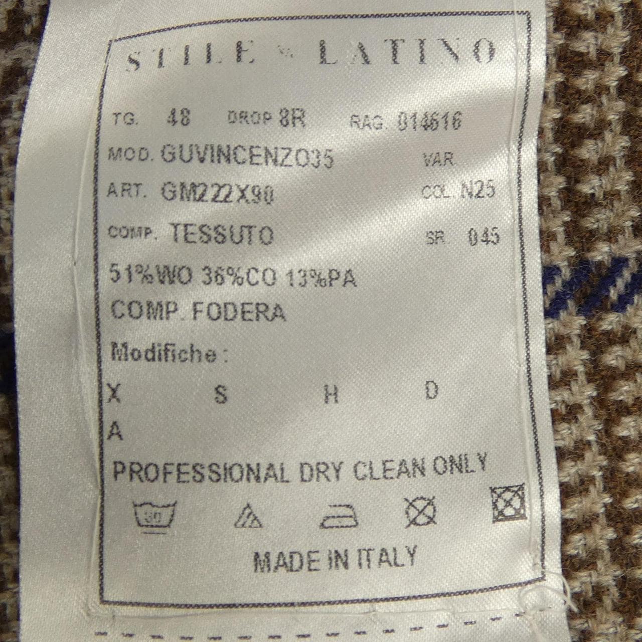 スティレラティーノ STILE LATINO NAPOLI GUVINCENZO35 ジャケット