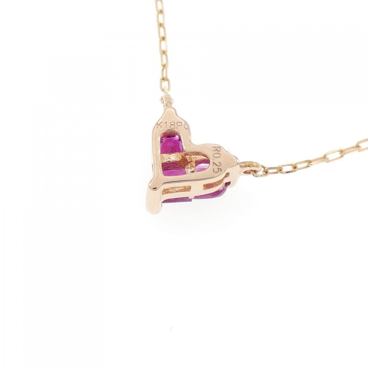 K18PG ハート ルビー ネックレス 0.25CT