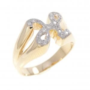 KT18YG/KT18WG イニシャルH ダイヤモンド リング