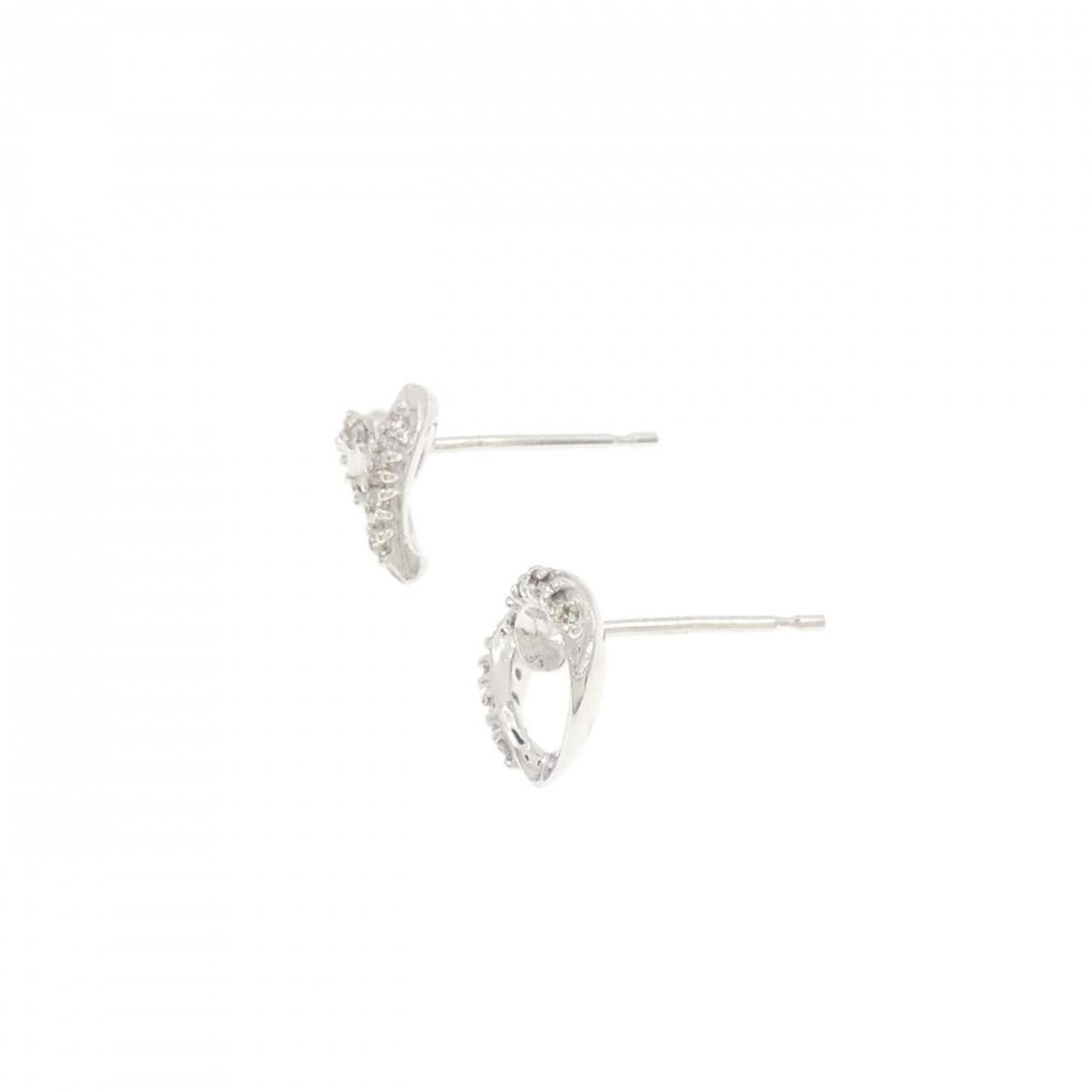 K18WG ハート ダイヤモンド ピアス 0.10CT