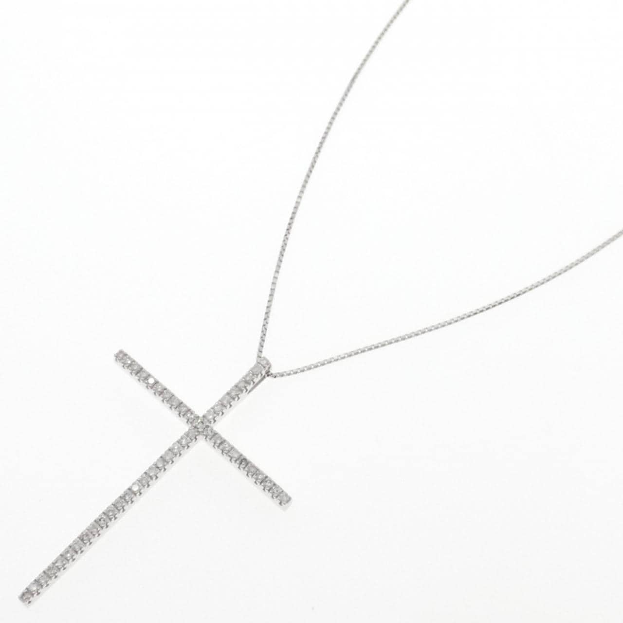 K18WG クロス ダイヤモンド ネックレス 1.00CT