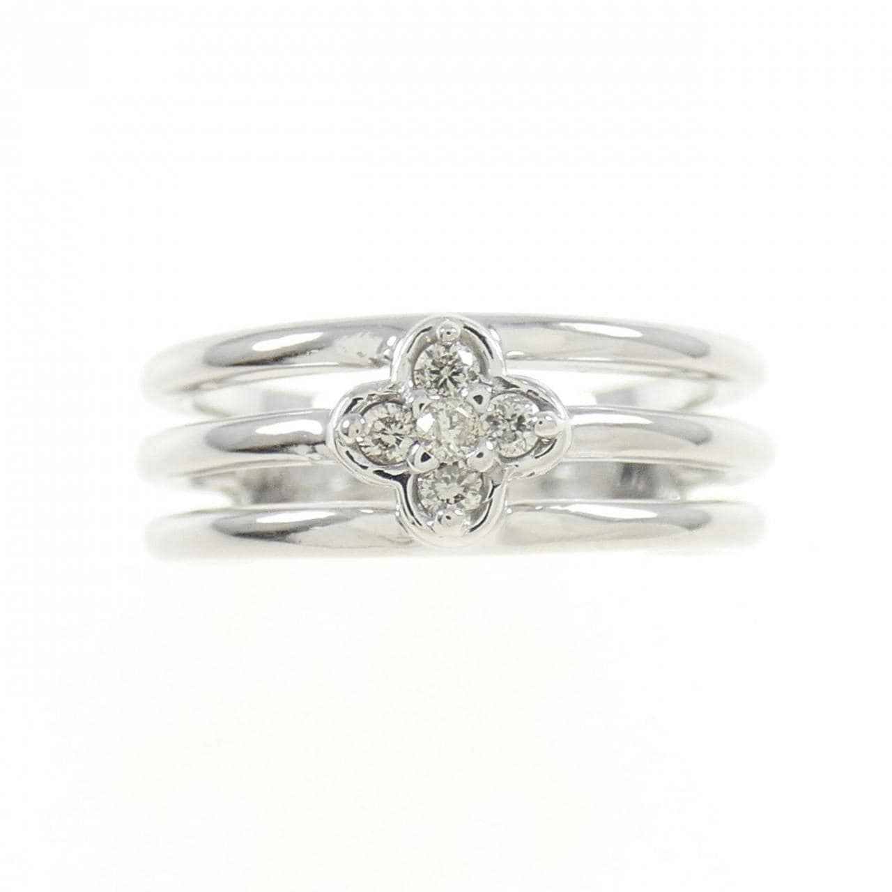 K18WG フラワー ダイヤモンド リング 0.07CT