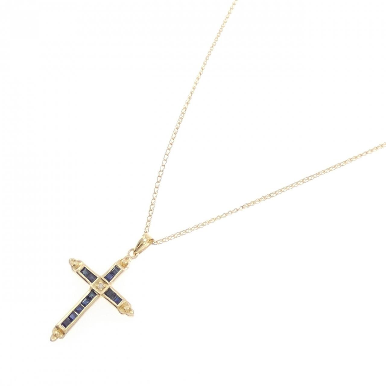 K18YG クロス サファイヤ ネックレス 0.65CT