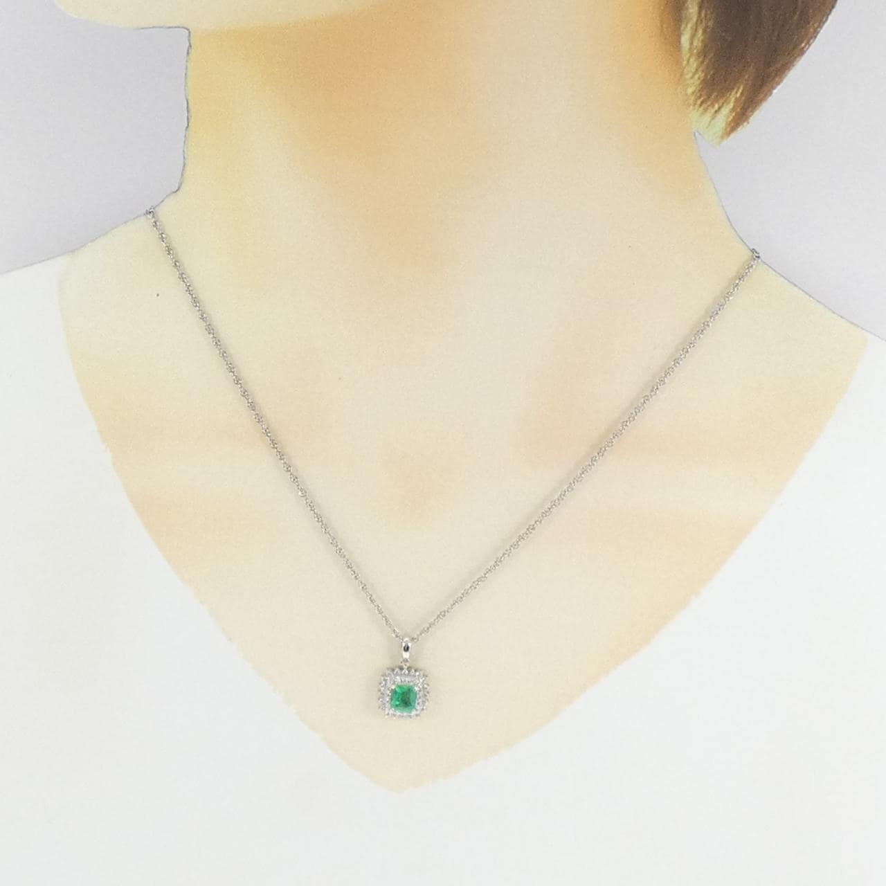 PT900/PT850 エメラルド ネックレス 0.64CT