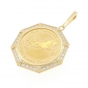 【新品】K18YG枠 ダイヤモンド コイン ペンダント 0.30CT