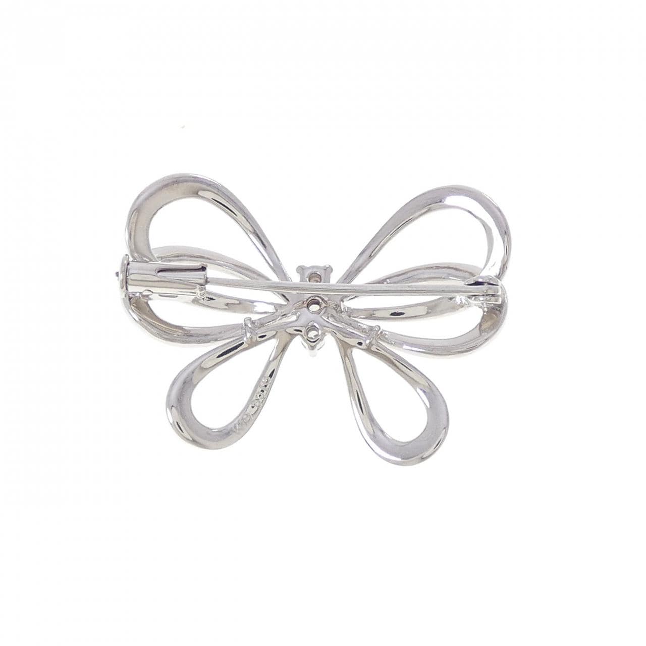 K18WG バタフライ ダイヤモンド ブローチ 0.10CT