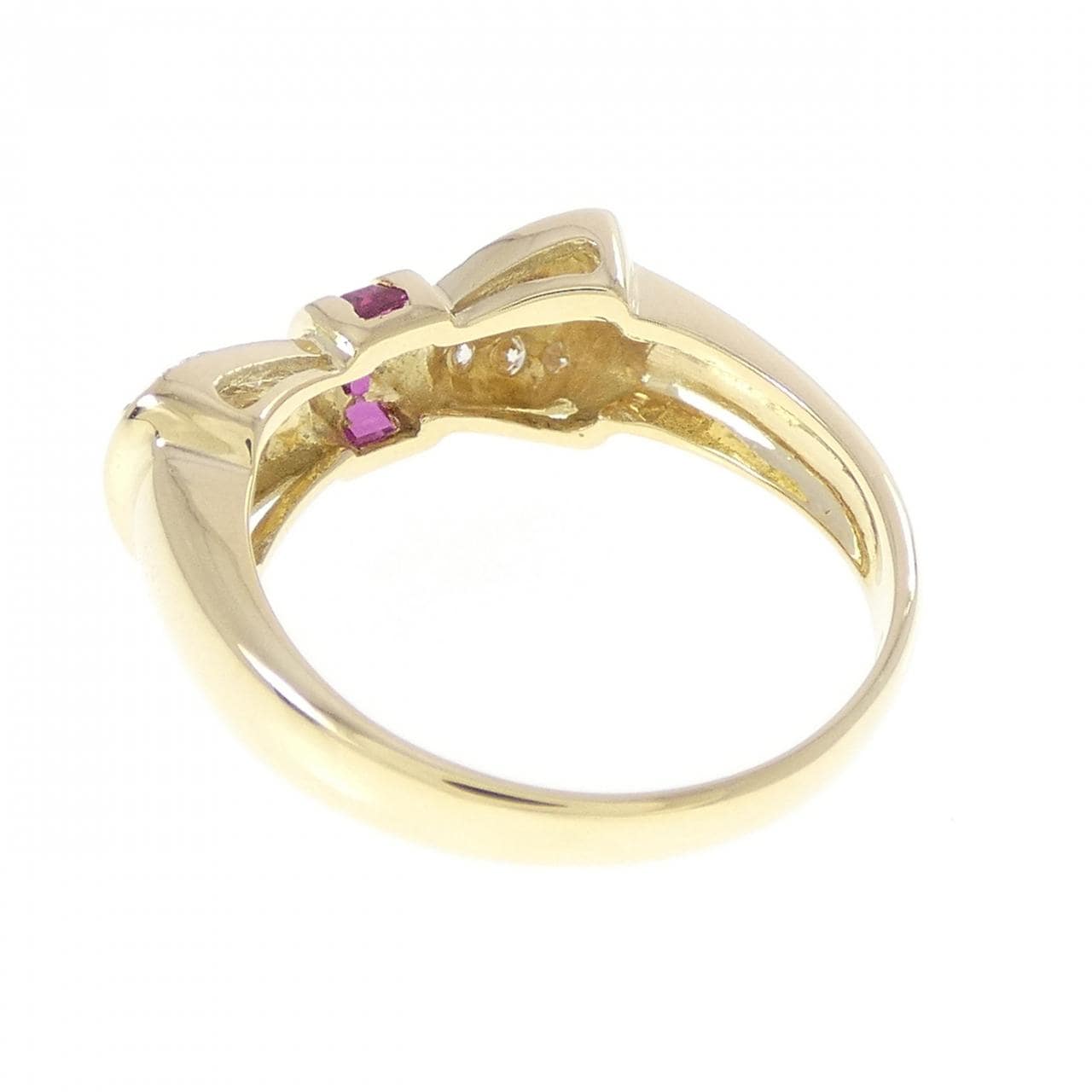 K18YG リボン ルビー リング 0.25CT