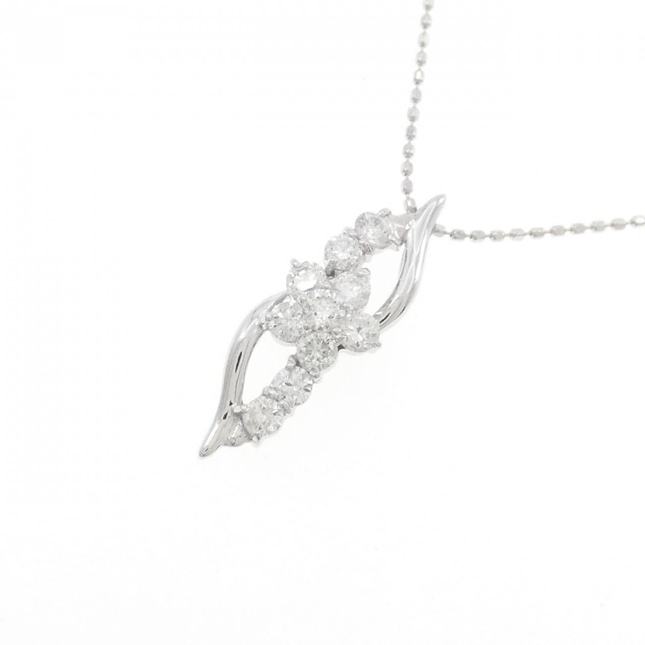 K18WG フラワー ダイヤモンド ネックレス 0.50CT