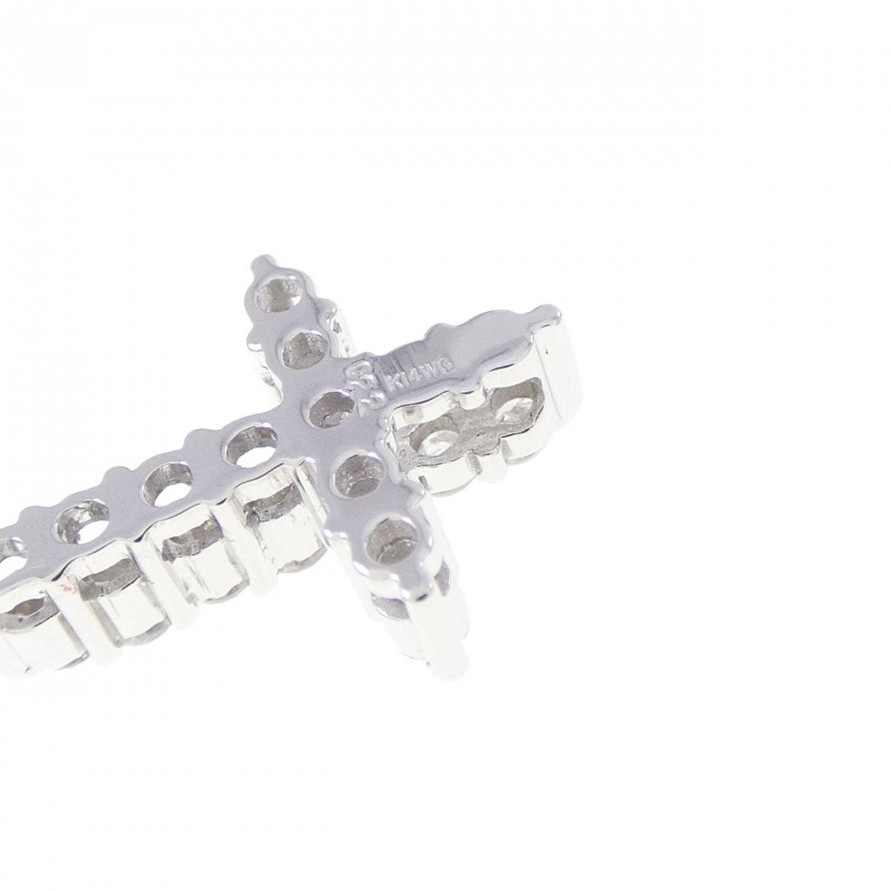 K14WG クロス ダイヤモンド ペンダント 0.22CT