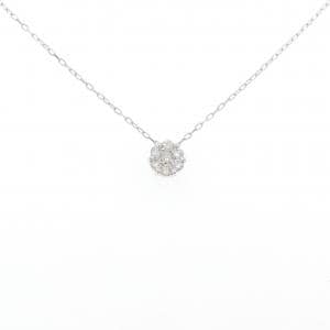 K18WG フラワー ダイヤモンド ネックレス 0.30CT