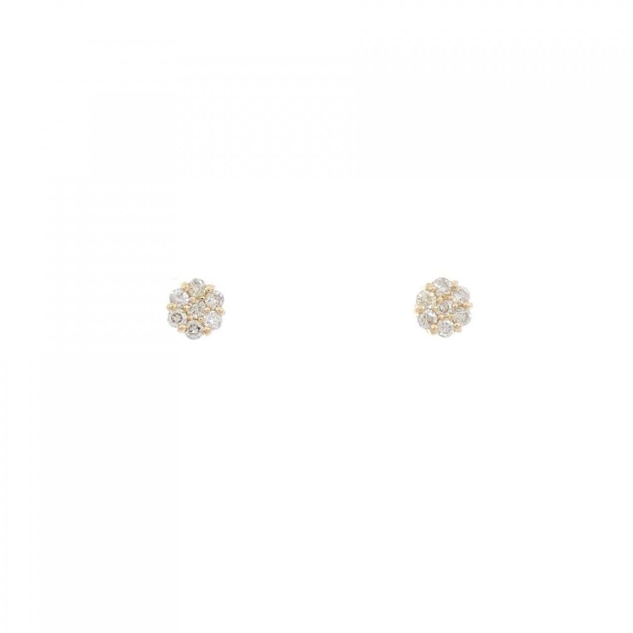 【新品】K18YG フラワー ダイヤモンド ピアス 0.10CT