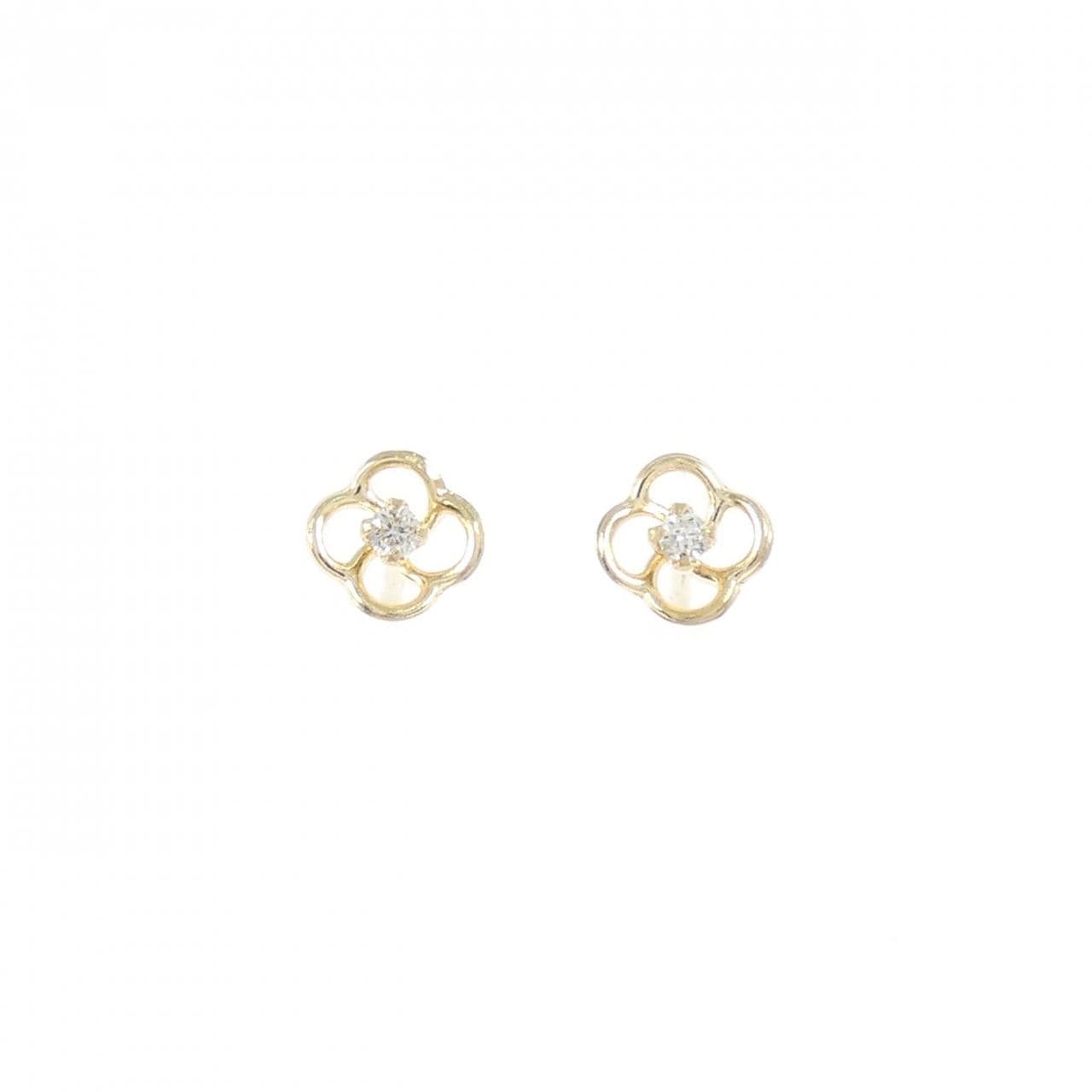 【新品】K18YG フラワー ダイヤモンド ピアス 0.028CT