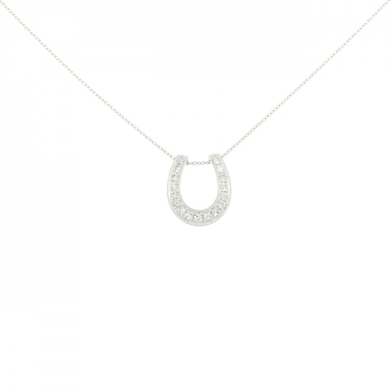 K18WG ホースシュー ダイヤモンド ネックレス 0.28CT