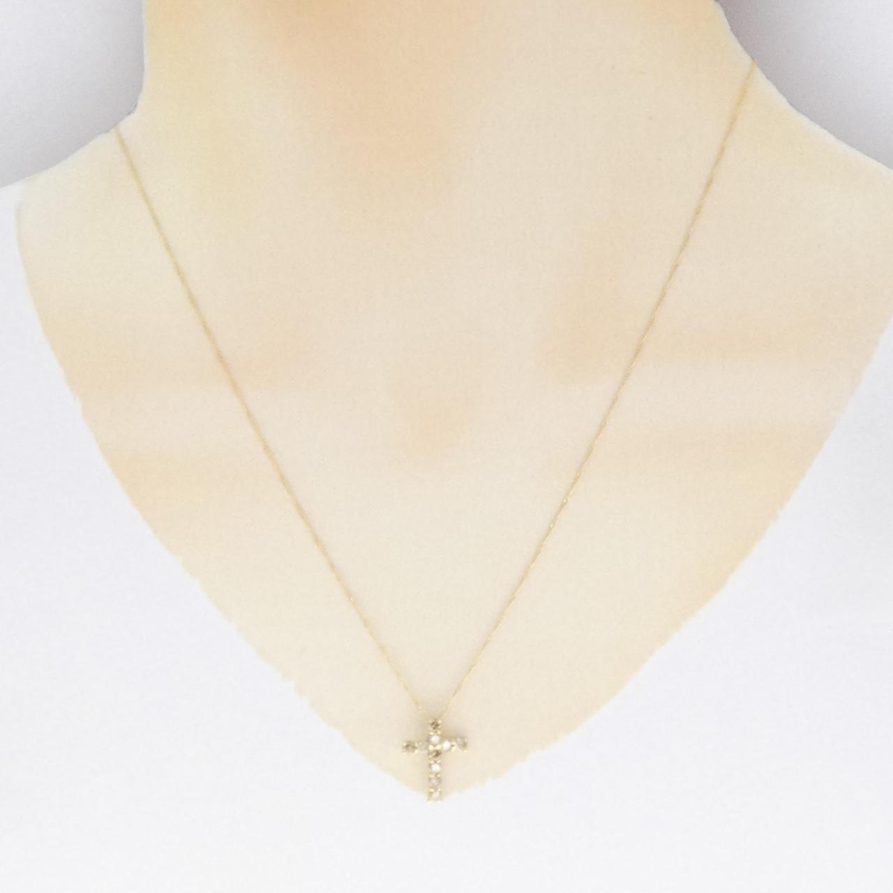 K18YG クロス ダイヤモンド ネックレス 0.5CT