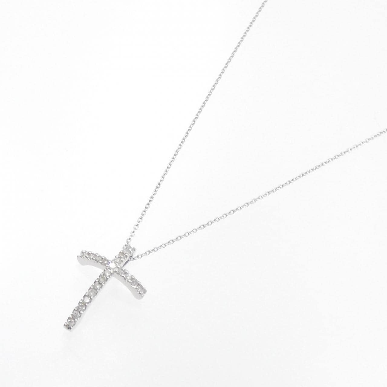 K18WG クロス ダイヤモンド ネックレス 0.21CT