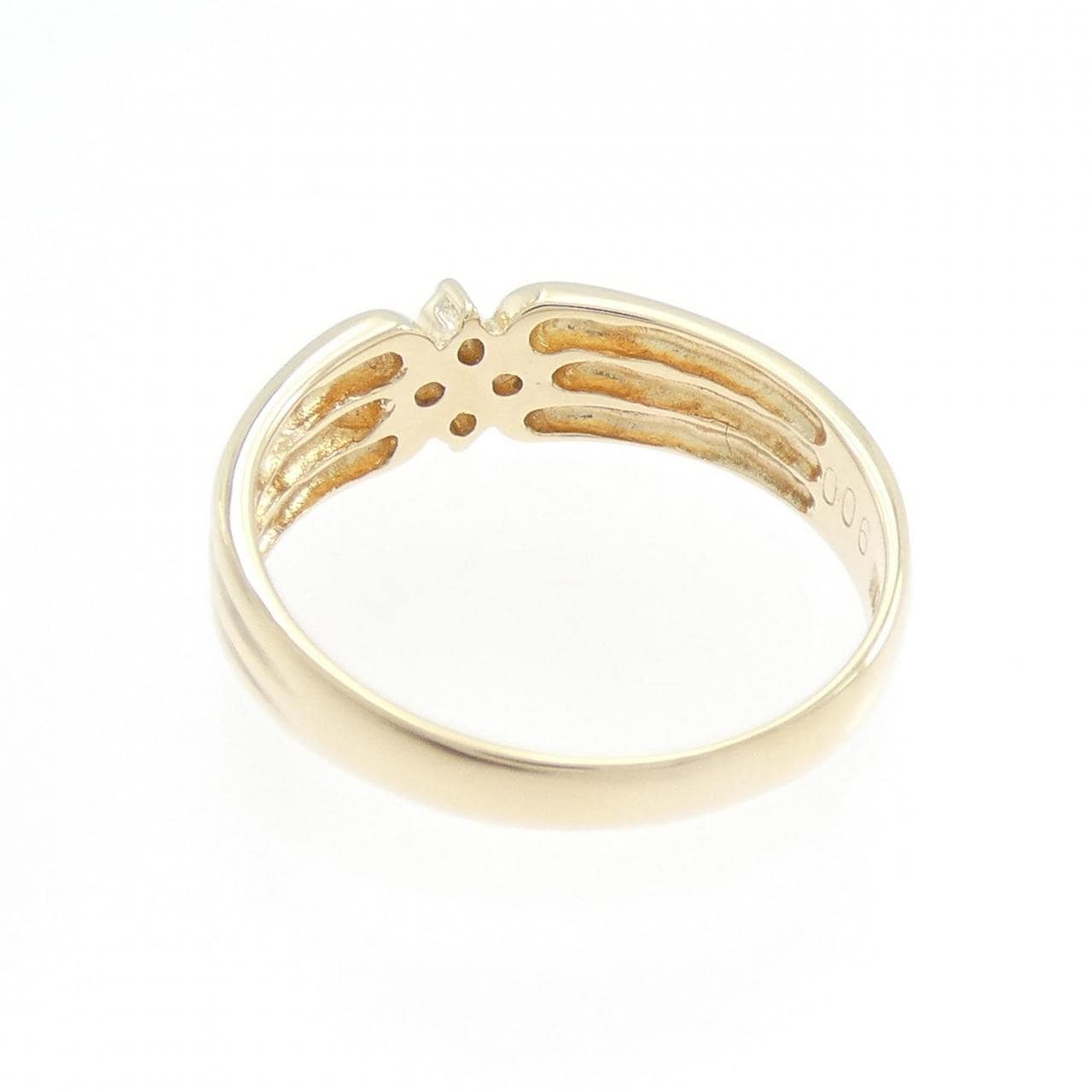 K10YG フラワー ダイヤモンド リング 0.06CT