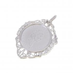 PT900(枠) ダイヤモンド コイン ペンダント 0.23CT