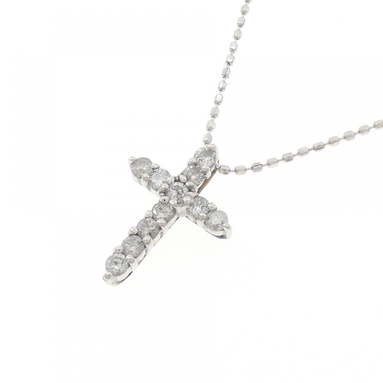 K18WG クロス ダイヤモンド ネックレス 0.30CT