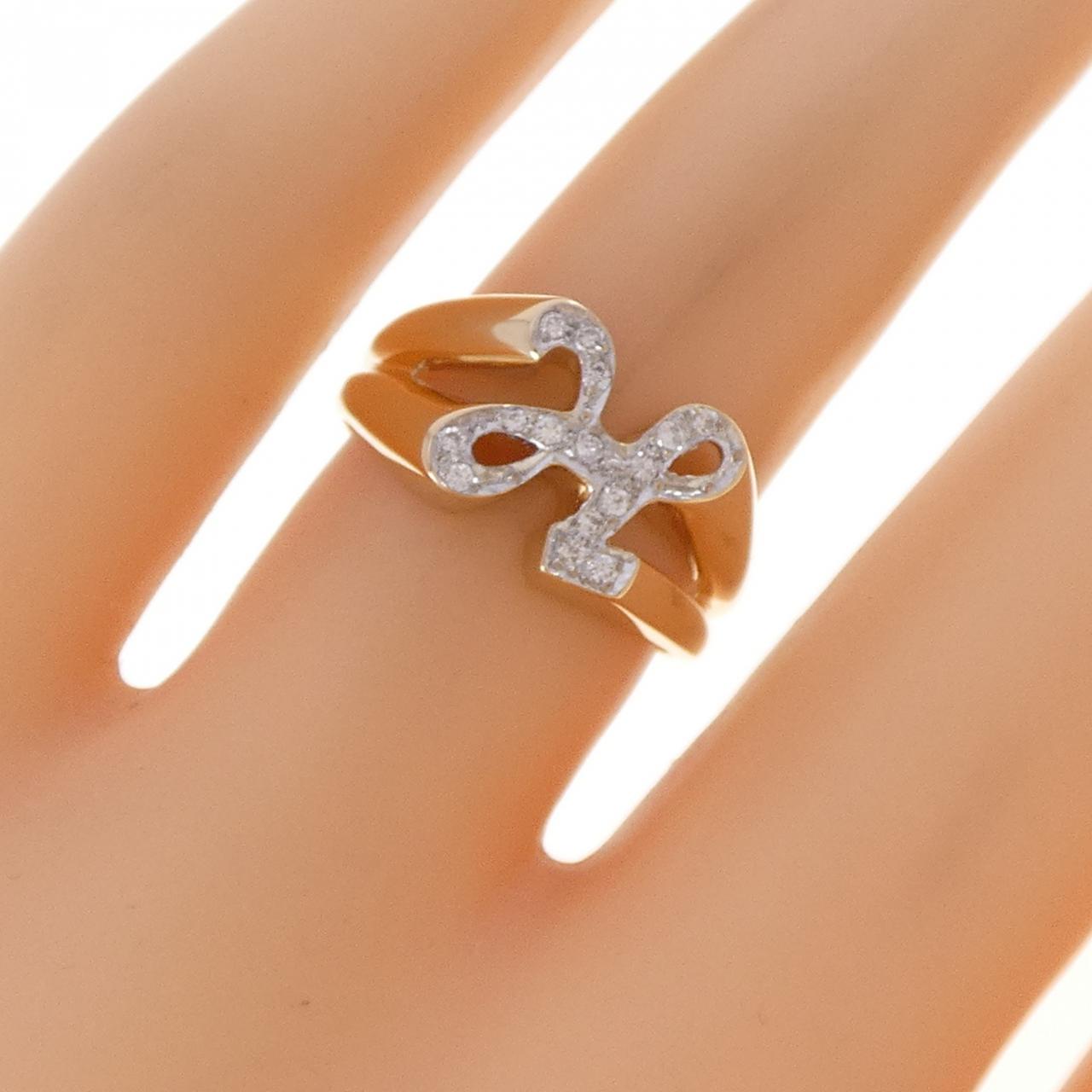 KT18YG/KT18WG イニシャルH ダイヤモンド リング