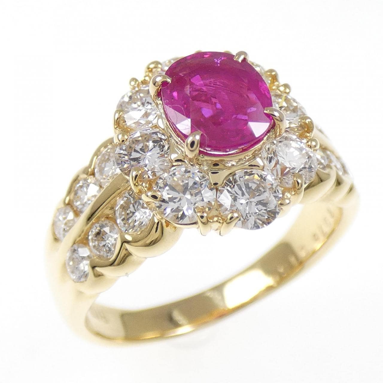 K18YG ルビー リング 0.76CT