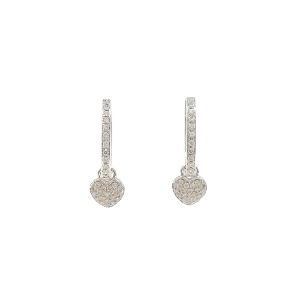 K18WG 2WAY 心形钻石耳环 0.35CT