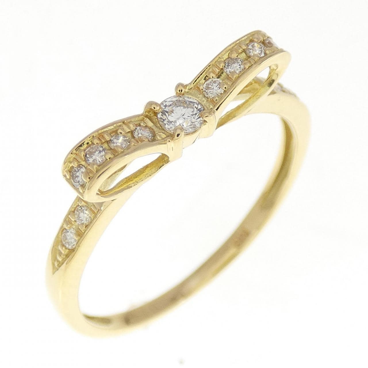 K18YG ribbon Diamond ring 0.15CT