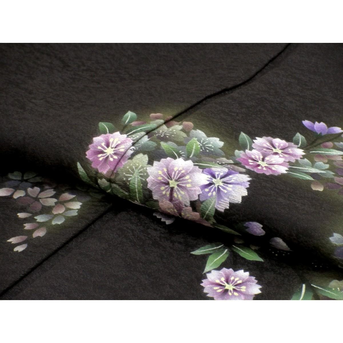 単衣　訪問着　友禅加工刺繍入り