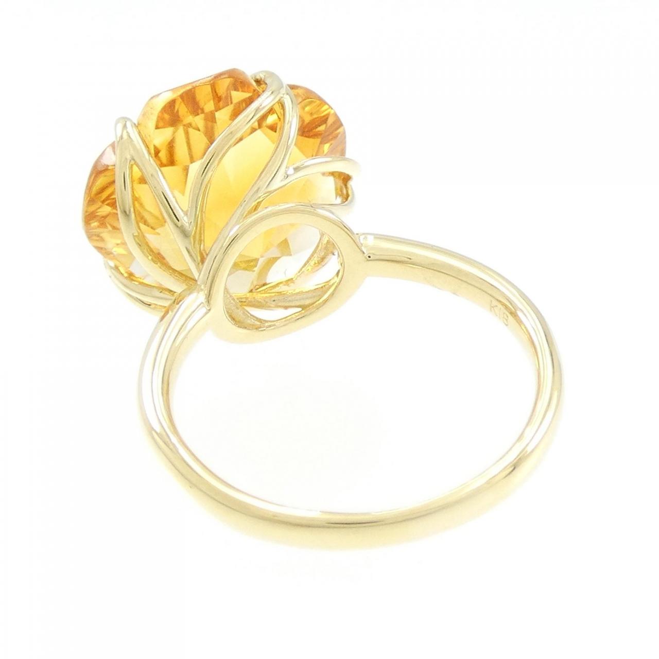 K18YG フラワー シトリン リング 8.51CT