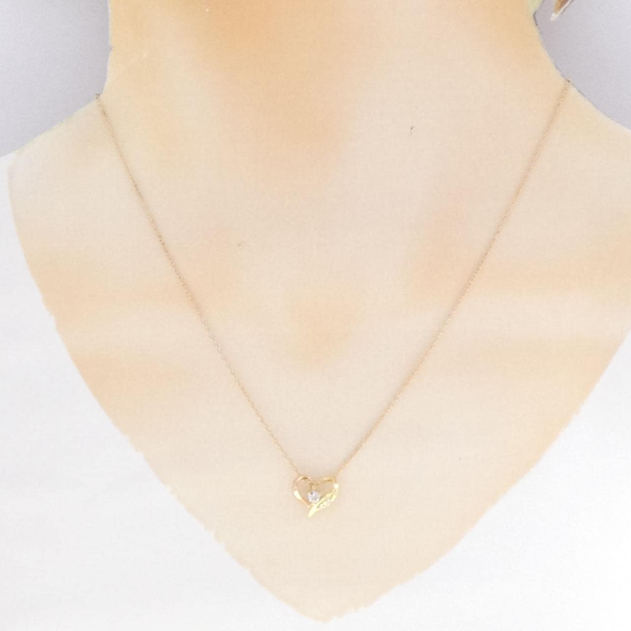 K18PG/K18YG ハート ダイヤモンド ネックレス 0.10CT