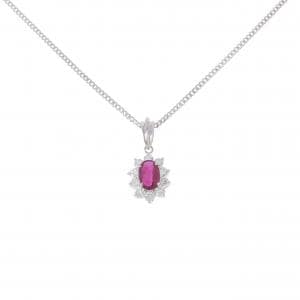 PT900/PT850 ルビー ネックレス 0.76CT