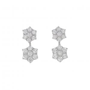 PT900/K14WG フラワー ダイヤモンド ピアス 2.08CT