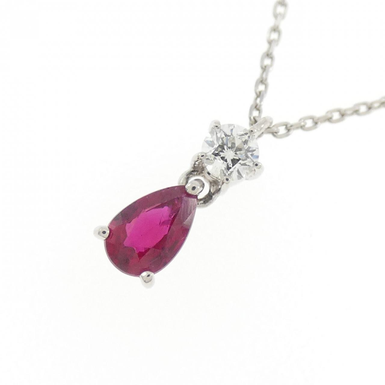 PT900/PT850 ルビー ネックレス 0.27CT