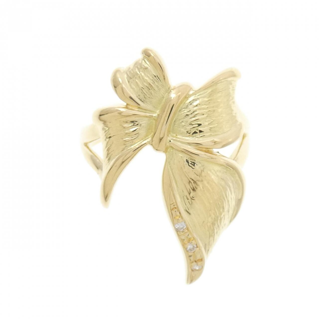 K18YG リボン ダイヤモンド リング 0.02CT