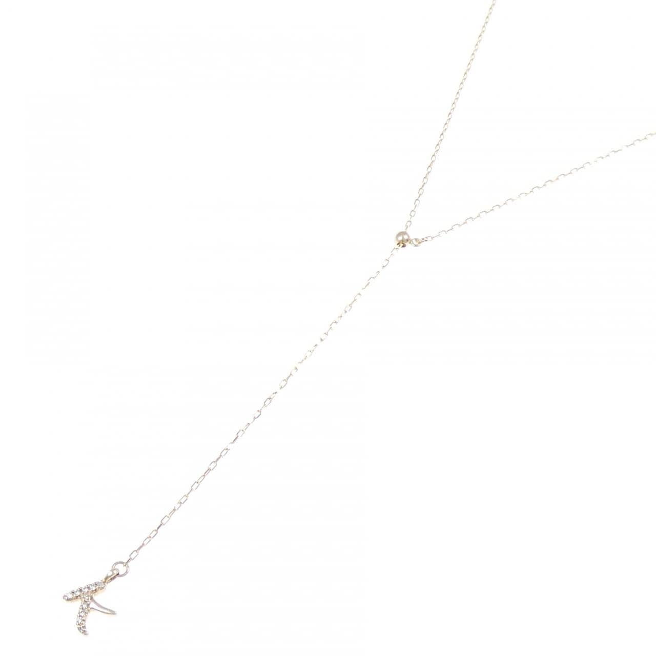 K10YG イニシャルK ダイヤモンド ネックレス 0.02CT