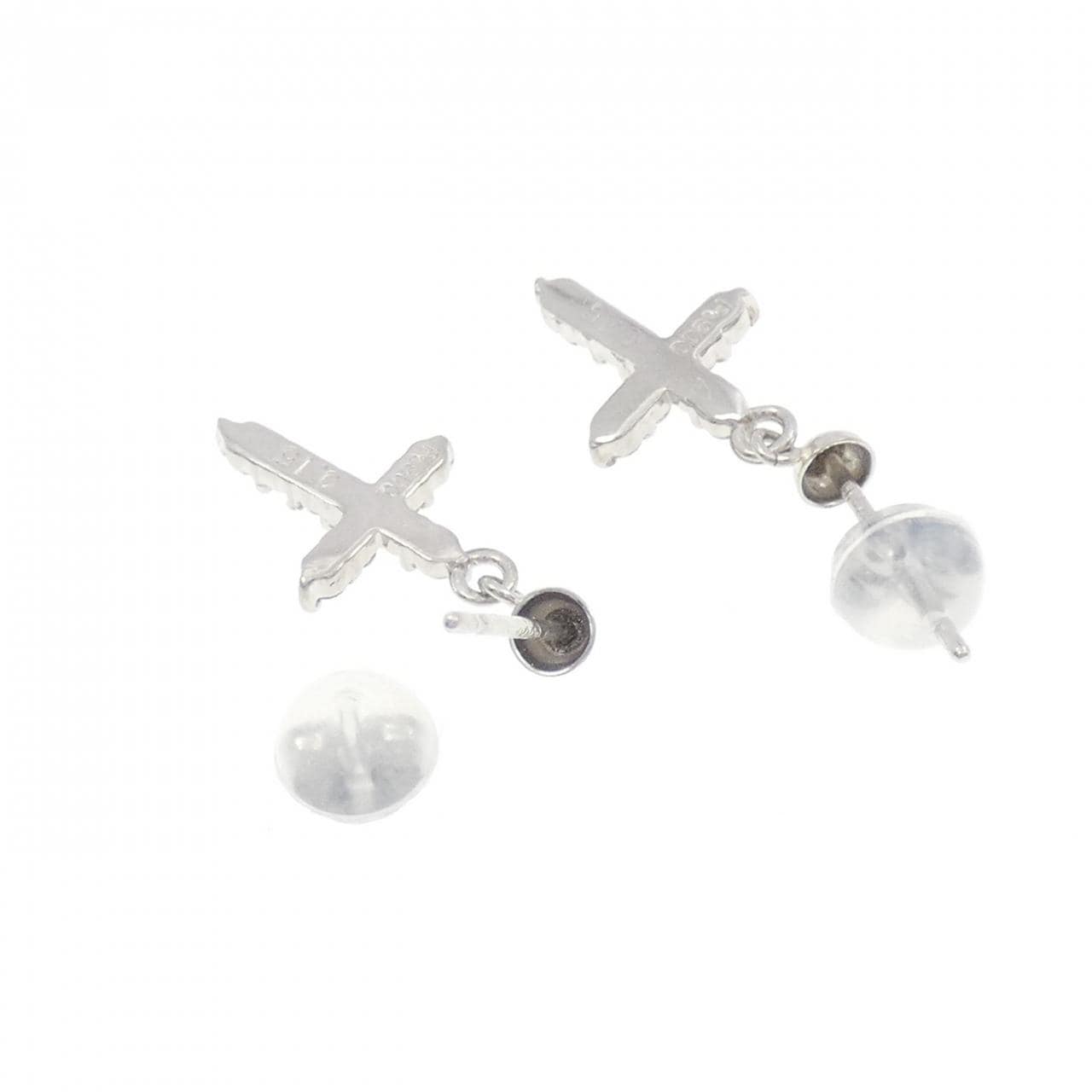 PT900 クロス ダイヤモンド ピアス 0.30CT