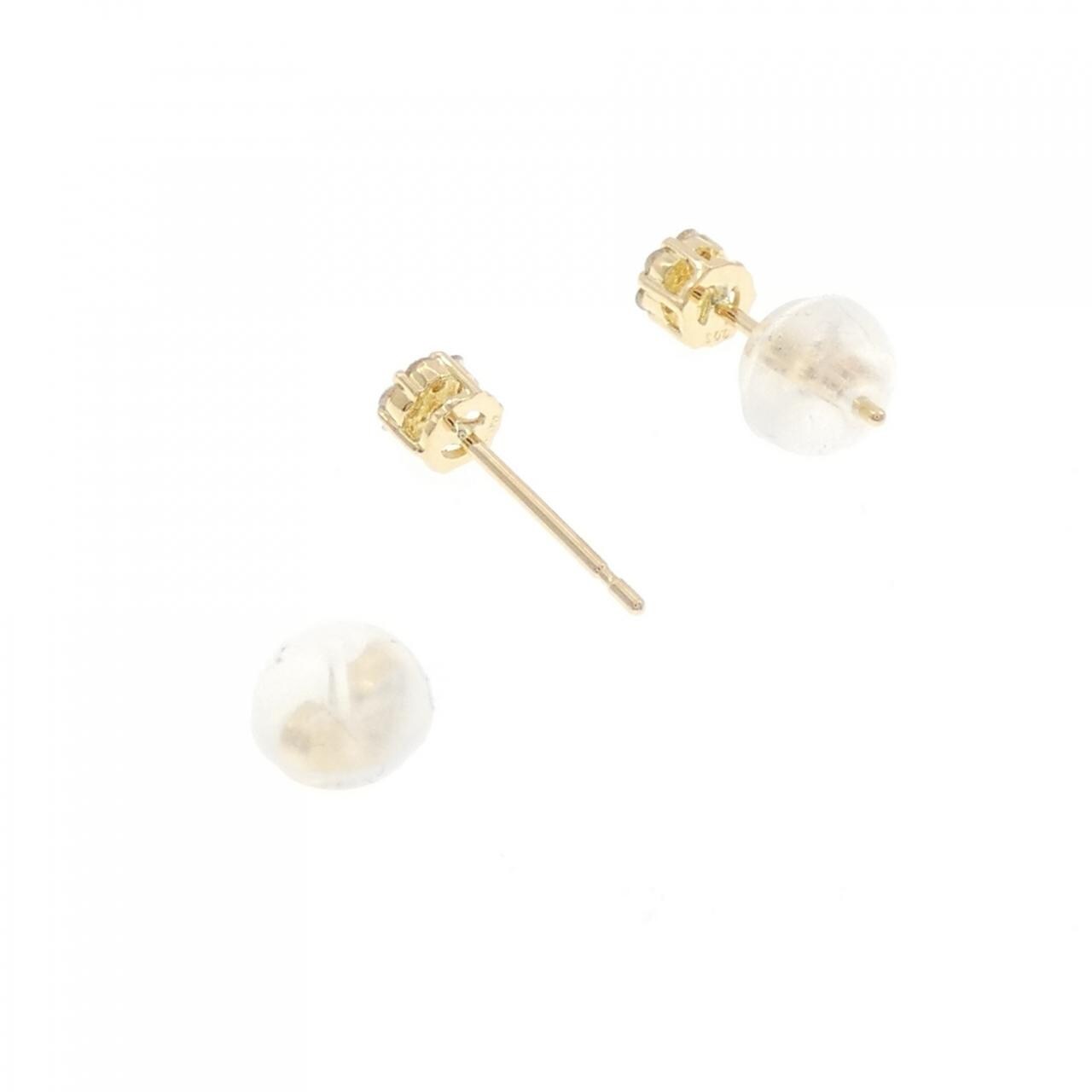 【新品】K18YG フラワー ダイヤモンド ピアス 0.10CT