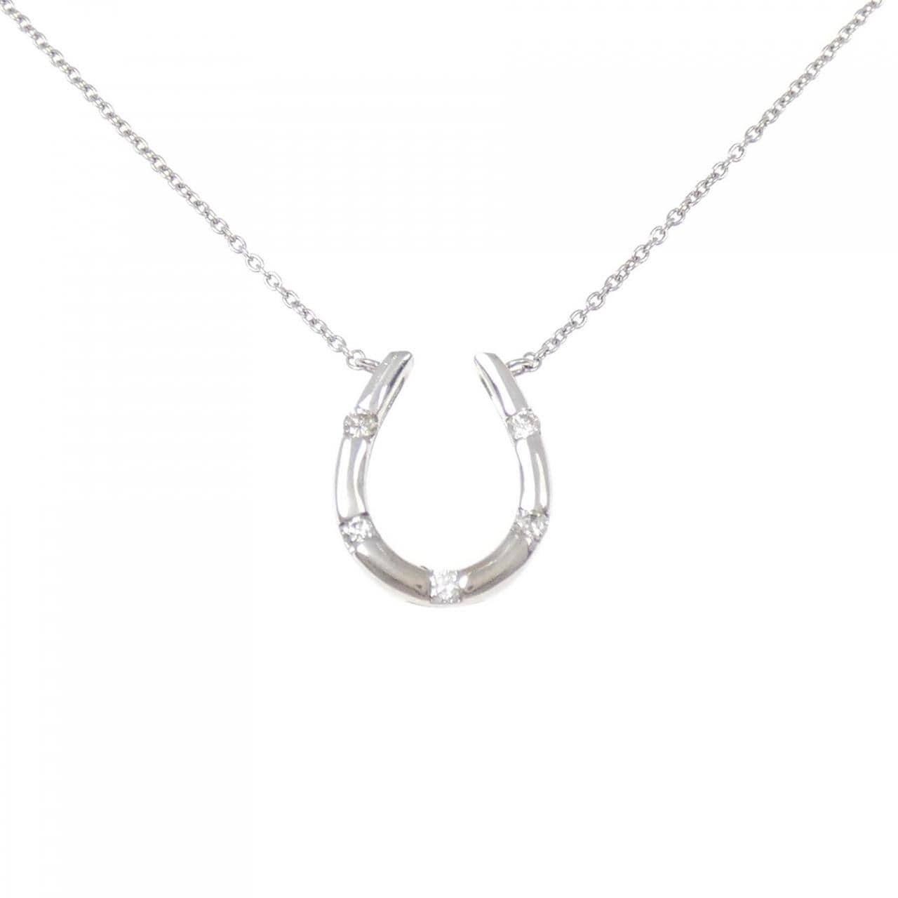 K18WG ホースシュー ダイヤモンド ネックレス 0.10CT