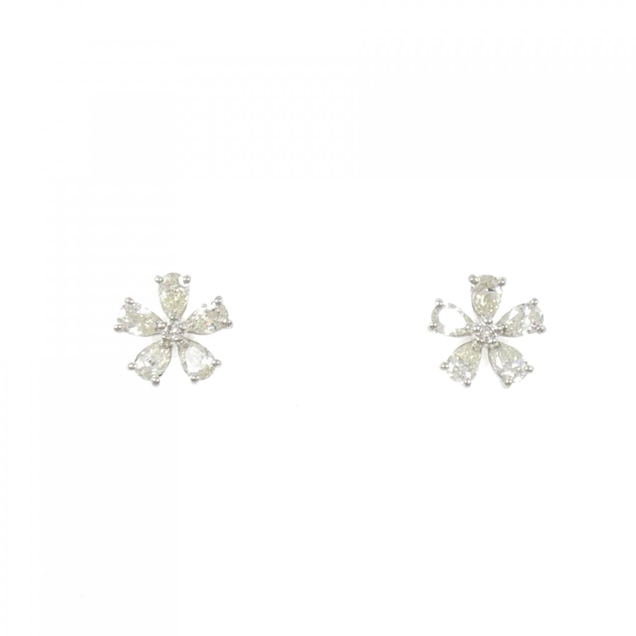 PT900 フラワー ダイヤモンド ピアス 0.50CT