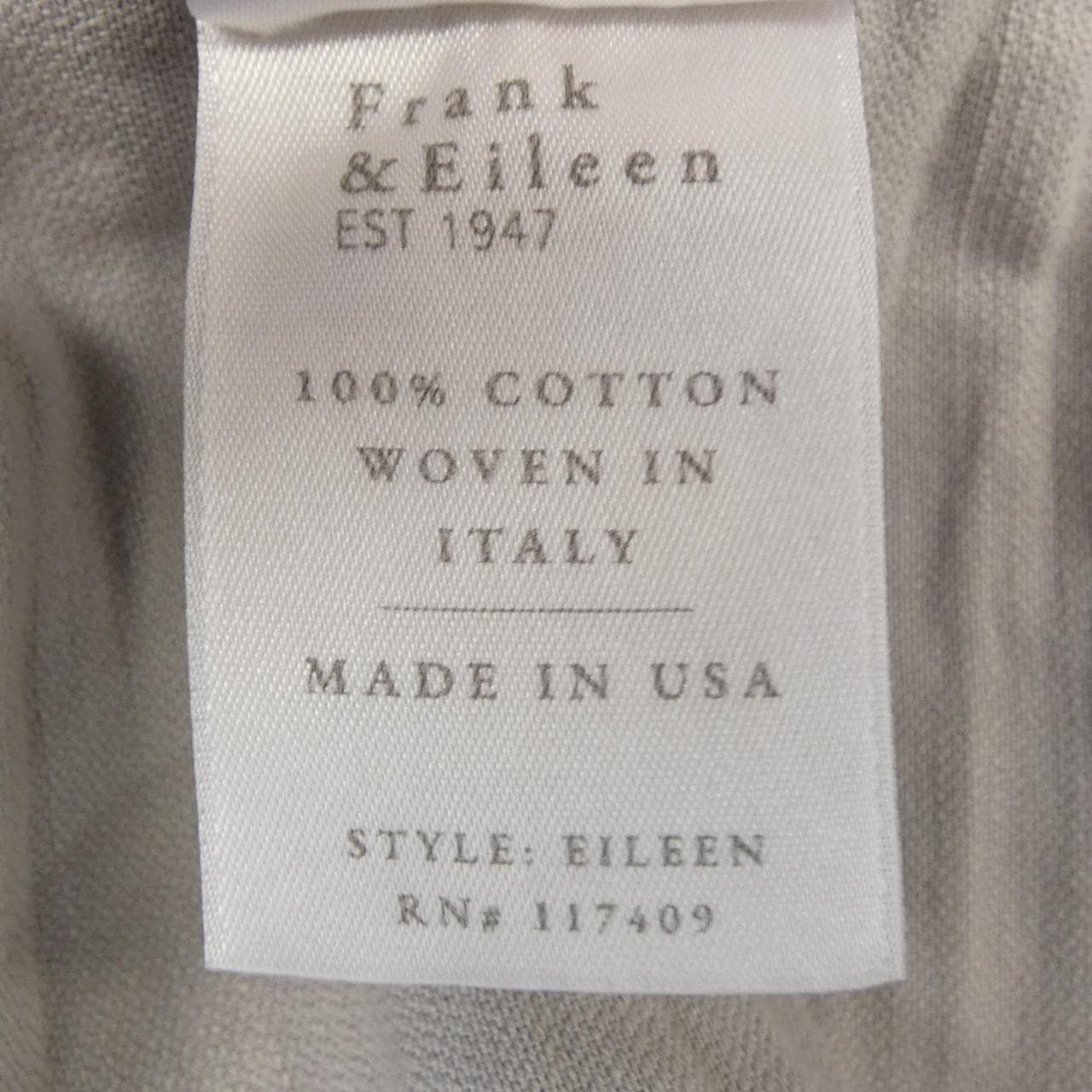 フランクアンドアイリーン FRANK&EILEEN シャツ