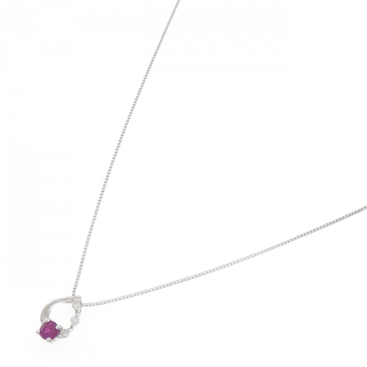 K18WG ルビー ネックレス