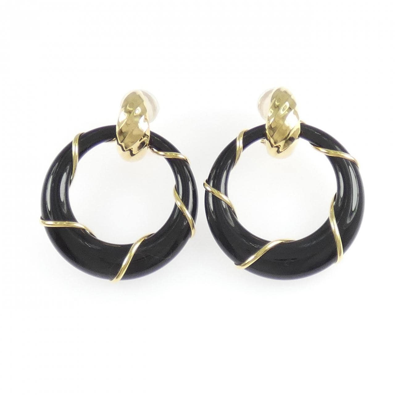 K18YG オニキス イヤリング