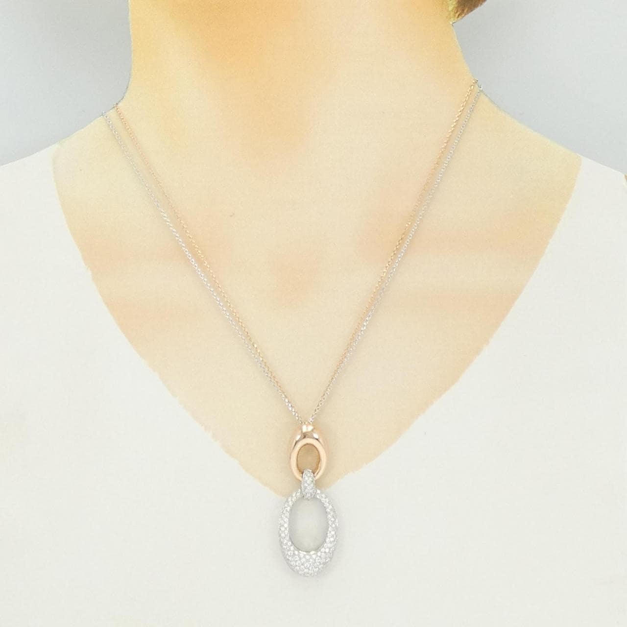 750WG/750PG パヴェ ダイヤモンド ネックレス 0.98CT