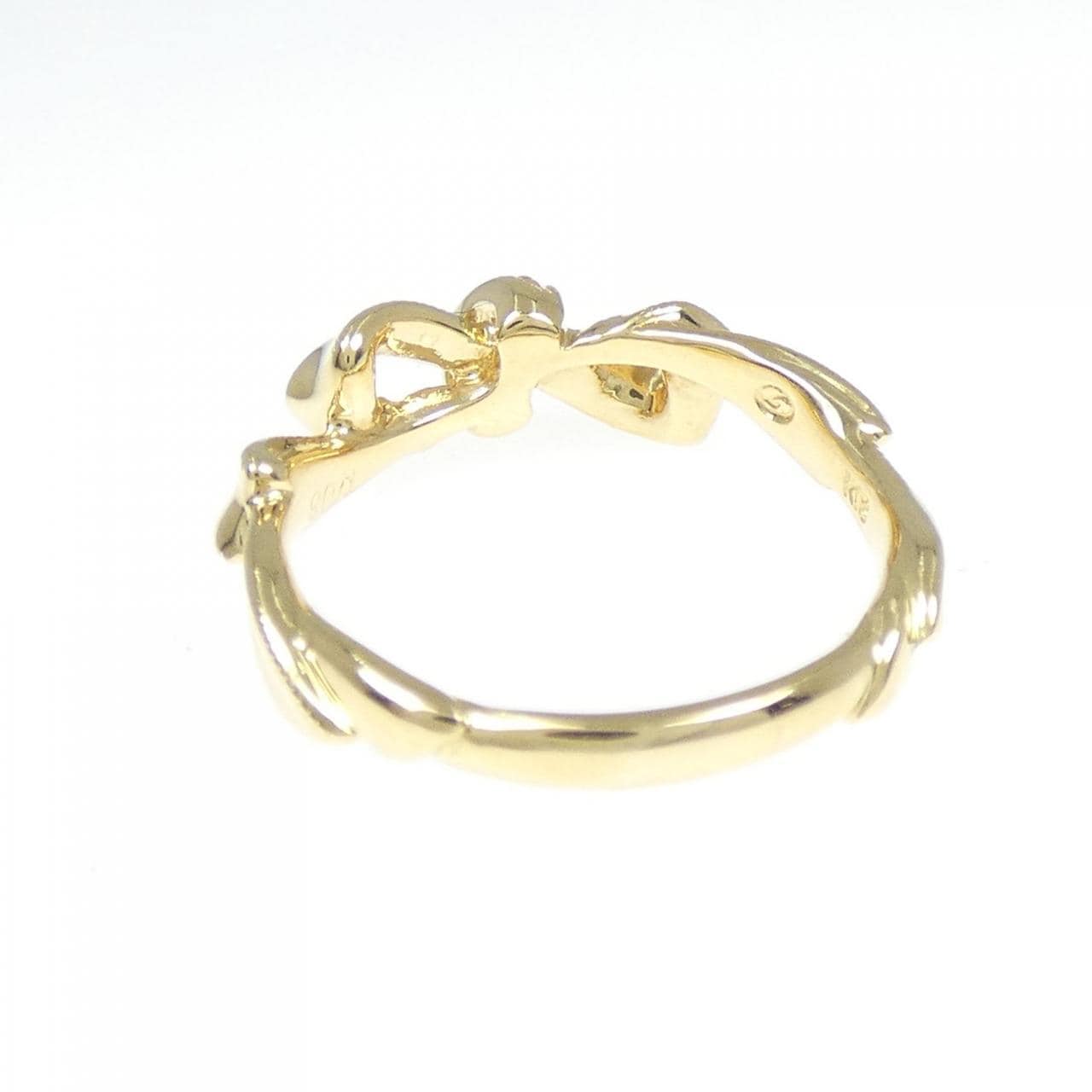 K18YG リボン ダイヤモンド リング 0.03CT